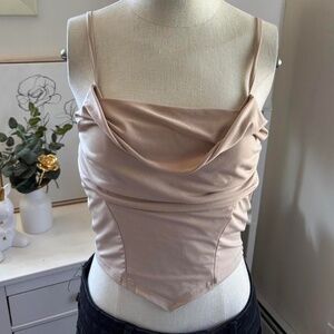 LoveJ cream cowl neck corset top size medium